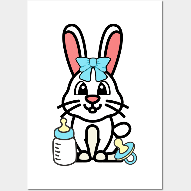 Cute Bunny Gender reveal - its a boy Wall Art by Pet Station